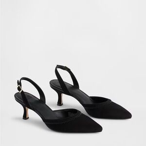 NWT GAP Black Pointed Slingback Kitten Heels